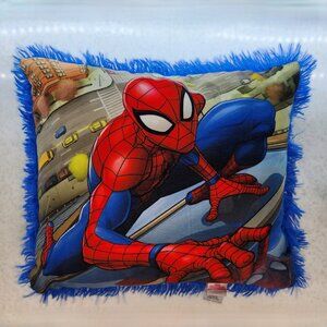 Furry Back Spiderman Themed Throw Pillow